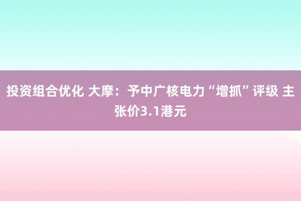 投资组合优化 大摩：予中广核电力“增抓”评级 主张价3.1港元