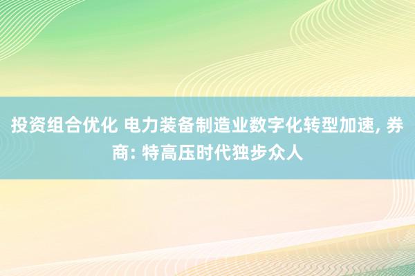 投资组合优化 电力装备制造业数字化转型加速, 券商: 特高压时代独步众人