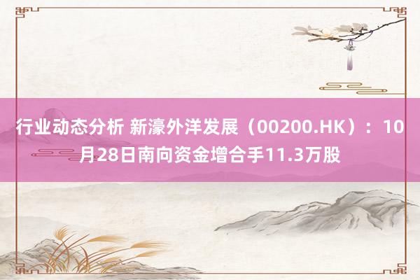 行业动态分析 新濠外洋发展（00200.HK）：10月28日南向资金增合手11.3万股