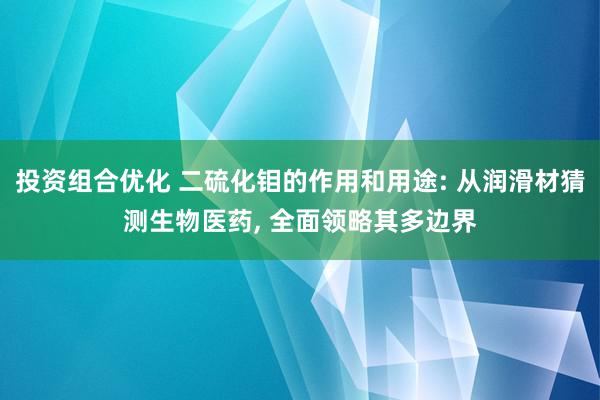 投资组合优化 二硫化钼的作用和用途: 从润滑材猜测生物医药, 全面领略其多边界