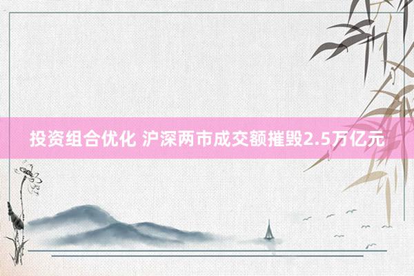 投资组合优化 沪深两市成交额摧毁2.5万亿元