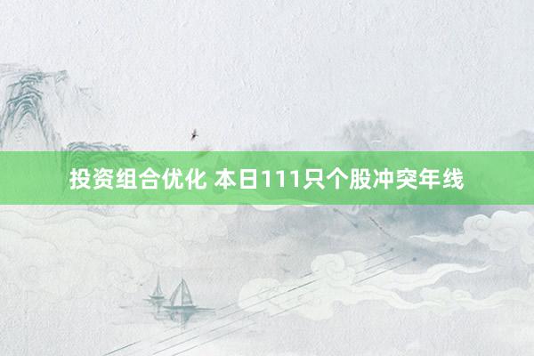 投资组合优化 本日111只个股冲突年线