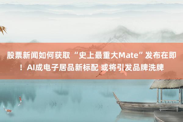 股票新闻如何获取 “史上最重大Mate”发布在即！AI成电子居品新标配 或将引发品牌洗牌