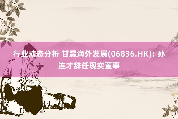 行业动态分析 甘霖海外发展(06836.HK): 孙连才辞任现实董事