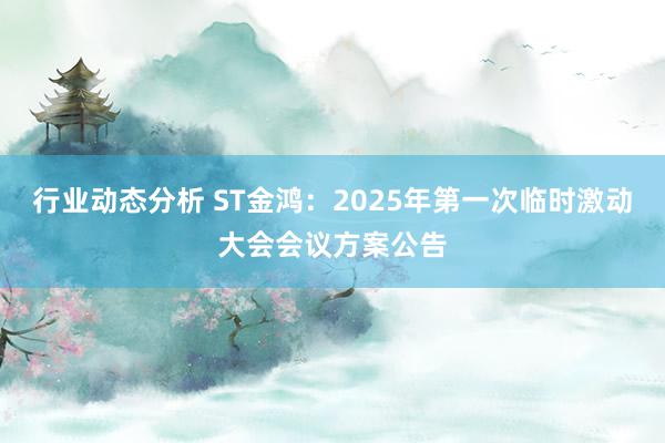 行业动态分析 ST金鸿：2025年第一次临时激动大会会议方案公告