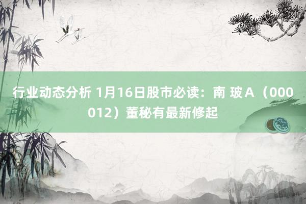 行业动态分析 1月16日股市必读：南 玻Ａ（000012）董秘有最新修起