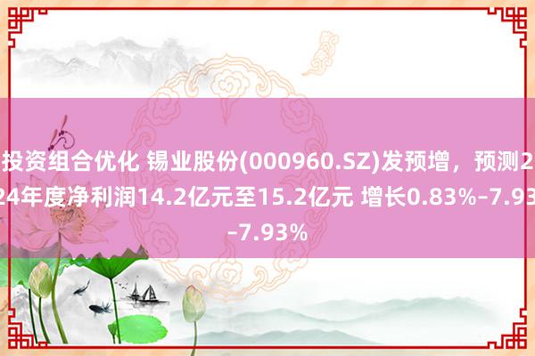 投资组合优化 锡业股份(000960.SZ)发预增，预测2024年度净利润14.2亿元至15.2亿元 增长0.83%–7.93%