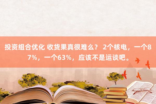 投资组合优化 收货果真很难么？ 2个核电，一个87%，一个63%，应该不是运谈吧。