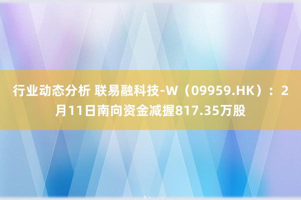 行业动态分析 联易融科技-W（09959.HK）：2月11日南向资金减握817.35万股