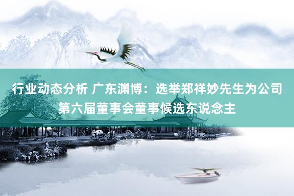 行业动态分析 广东渊博：选举郑祥妙先生为公司第六届董事会董事候选东说念主