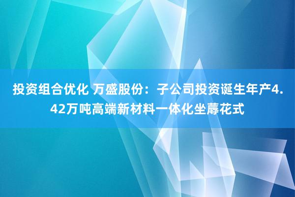 投资组合优化 万盛股份：子公司投资诞生年产4.42万吨高端新材料一体化坐蓐花式