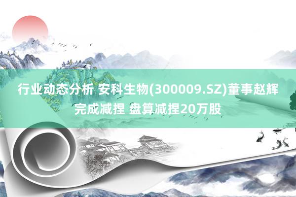 行业动态分析 安科生物(300009.SZ)董事赵辉完成减捏 盘算减捏20万股