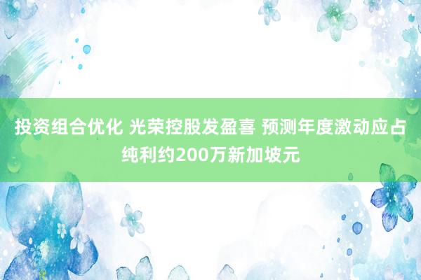 投资组合优化 光荣控股发盈喜 预测年度激动应占纯利约200万新加坡元