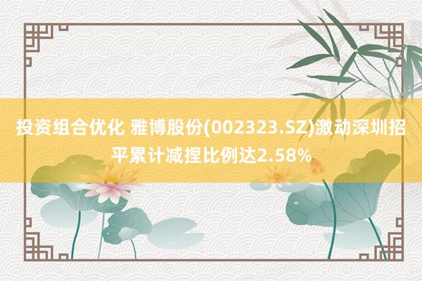 投资组合优化 雅博股份(002323.SZ)激动深圳招平累计减捏比例达2.58%