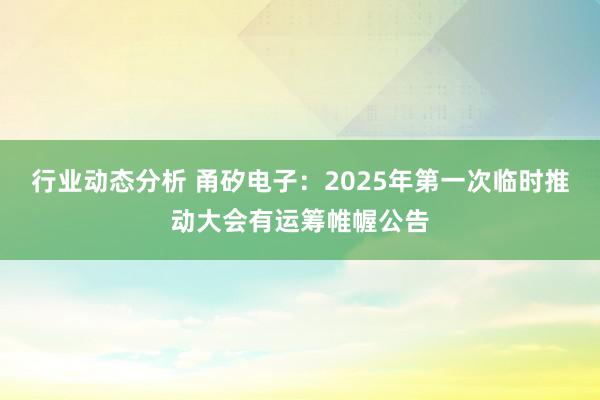 行业动态分析 甬矽电子：2025年第一次临时推动大会有运筹帷幄公告