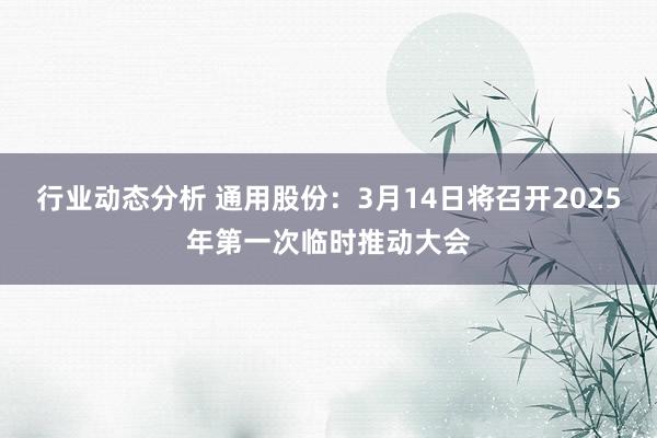 行业动态分析 通用股份：3月14日将召开2025年第一次临时推动大会