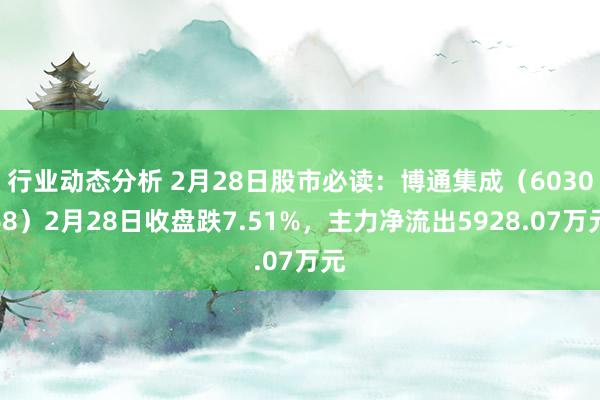 行业动态分析 2月28日股市必读：博通集成（603068）2月28日收盘跌7.51%，主力净流出5928.07万元