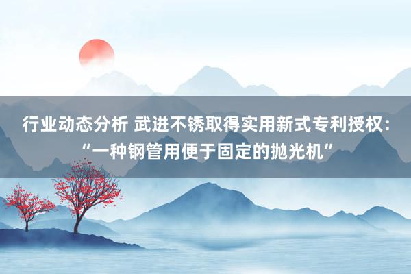 行业动态分析 武进不锈取得实用新式专利授权：“一种钢管用便于固定的抛光机”