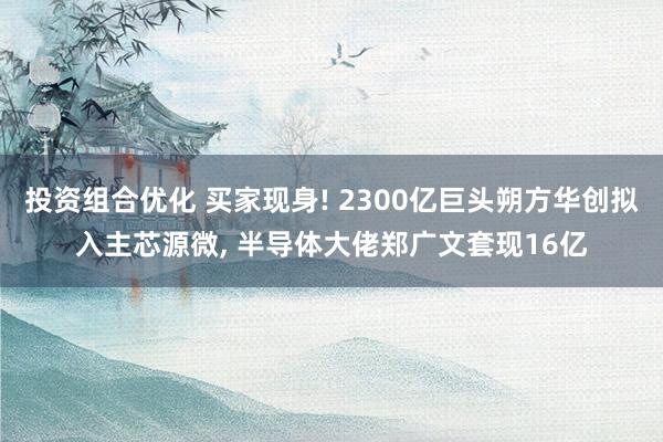 投资组合优化 买家现身! 2300亿巨头朔方华创拟入主芯源微, 半导体大佬郑广文套现16亿