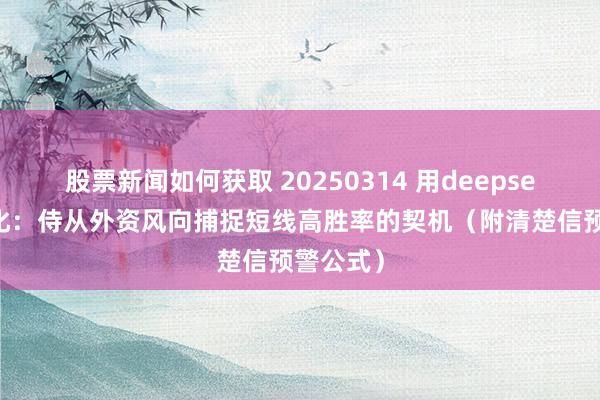 股票新闻如何获取 20250314 用deepseek学量化：侍从外资风向捕捉短线高胜率的契机（附清楚信预警公式）