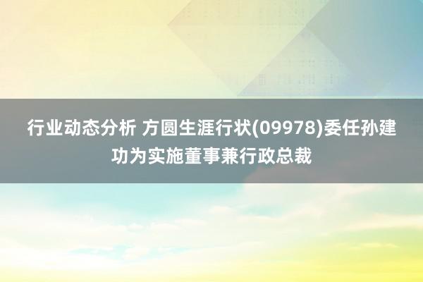 行业动态分析 方圆生涯行状(09978)委任孙建功为实施董事兼行政总裁